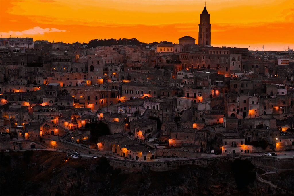 luci delle abitazioni di Matera